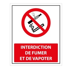 Panneau - Interdiction de Fumer/Vapoter avec décrêt - 250 x 300 mm