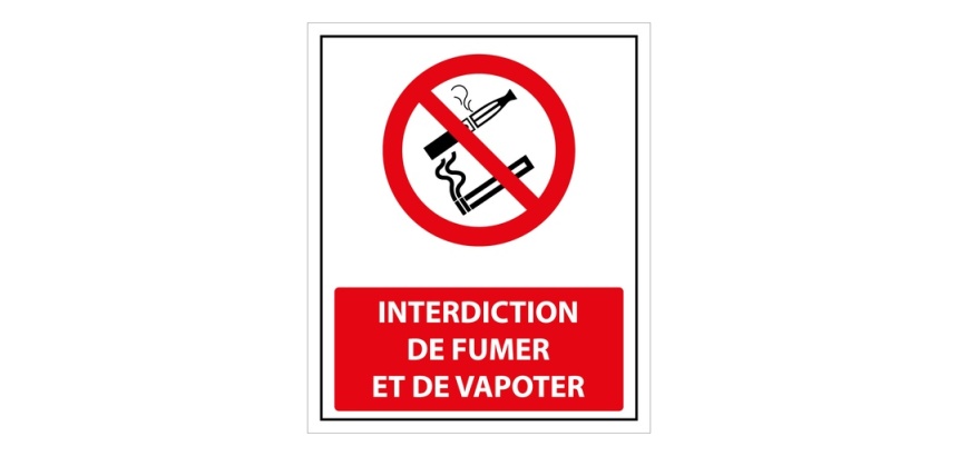 Panneau - Interdiction de Fumer/Vapoter avec décrêt - 250 x 300 mm