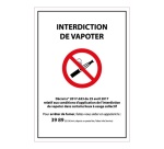 Panneau d'Interdiction - Interdiction de Vapoter - avec Décret 210 x 150 mm Vinyle Souple Autocollant