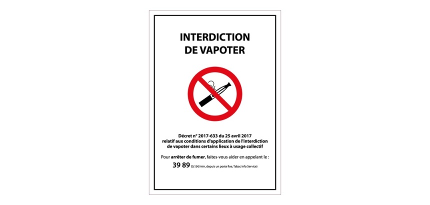 Panneau d'Interdiction - Interdiction de Vapoter - avec Décret 210 x 150 mm Vinyle Souple Autocollant