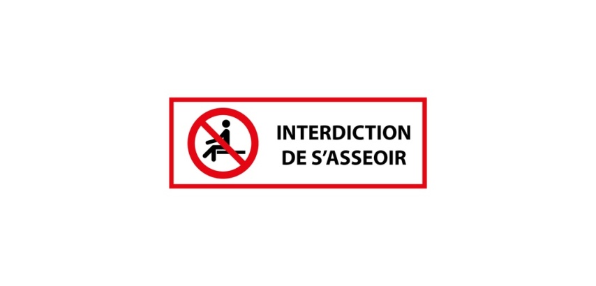 Panneau d'interdiction - Interdiction de s'asseoir - P018 PVC 2 mm 297 x 105 mm