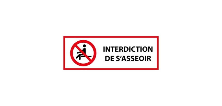Panneau d'interdiction - Interdiction de s'asseoir - P018 PVC 2 mm 297 x 105 mm