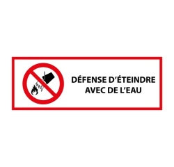 Signalétique P011 ISO 7010 – Interdiction d’Éteindre à l’Eau 297 x 105 mm Vinyle Souple Autocollant