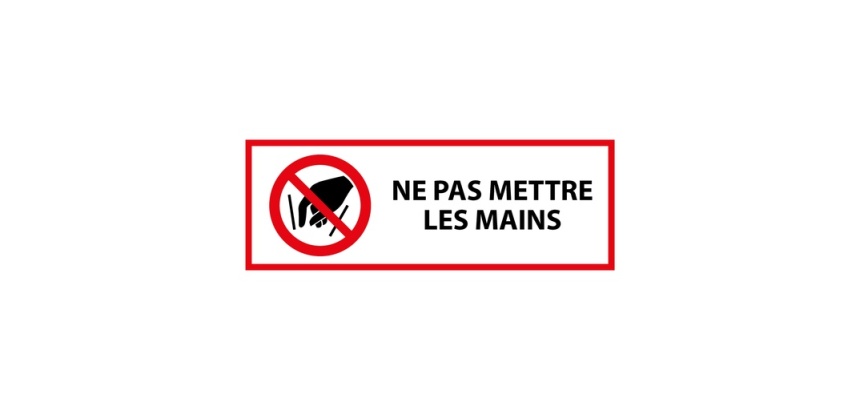 Panneau d'interdiction - Ne pas mettre les mains - P015 297 x 105 mm Vinyle Souple Autocollant