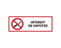 Signalisation d'interdiction - Pictogramme Interdit de vapoter 450 x 150 mm PVC 2 mm