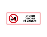 Panneau d'interdiction - Interdiction de boire et manger - P022 450 x 150 mm PVC 2 mm
