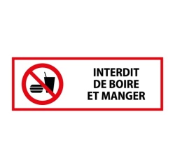 Panneau d'interdiction - Interdiction de boire et manger - P022 297 x 105 mm Vinyle Souple Autocollant