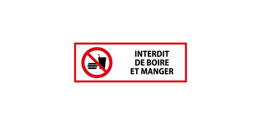 Panneau d'interdiction - Interdiction de boire et manger - P022