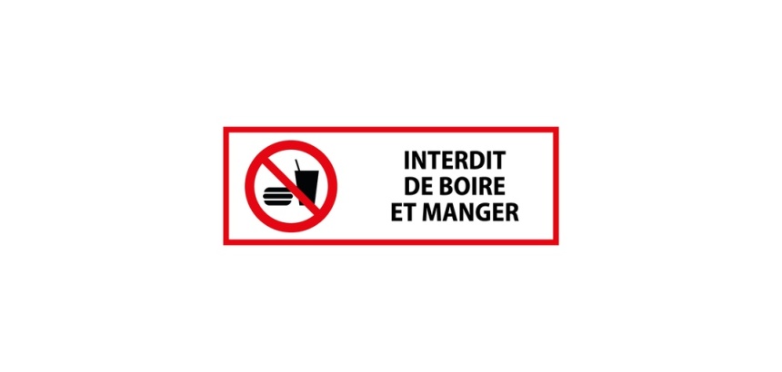 Panneau d'interdiction - Interdiction de boire et manger - P022 297 x 105 mm Vinyle Souple Autocollant