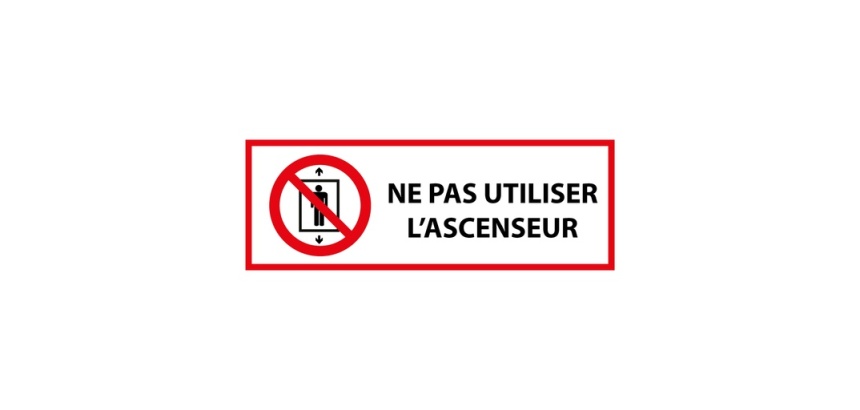 Panneau - Interdiction utiliser ascenseur personnes - ISO 7010 297 x 105 mm Vinyle Souple Autocollant