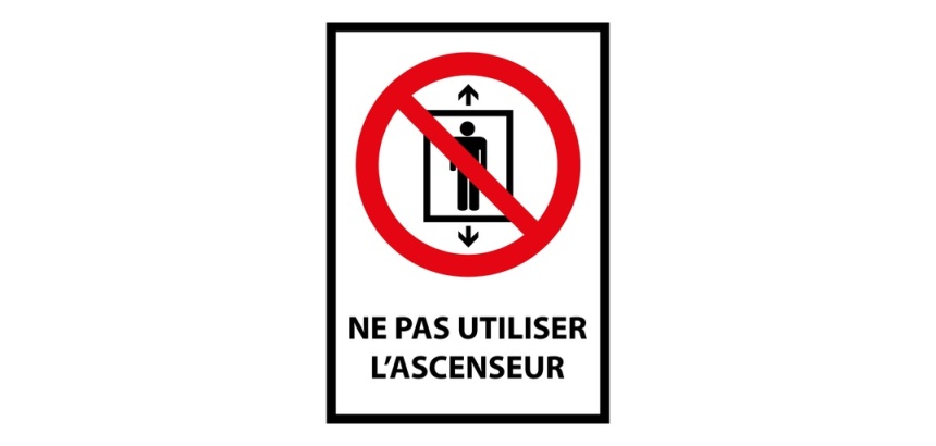 Panneau interdiction - Ne pas utiliser l'ascenseur - P027 Vinyle Souple Autocollant A5