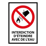 Panneau - Interdiction d'éteindre avec de l'eau - P011 - ISO 7010 PVC 2 mm A3