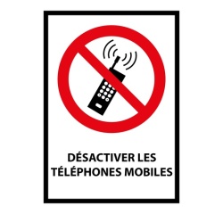 Panneau Désactiver les téléphones mobiles - P013 - Norme ISO 7010 Vinyle Souple Autocollant A5
