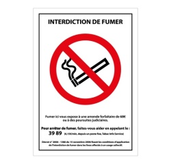 Panneau interdiction - Interdiction de fumer avec décret - A5