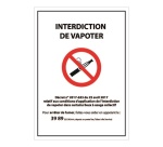 Panneau d'Interdiction "Interdiction de vapoter" plastifié A5