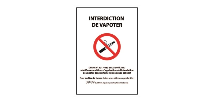 Panneau d'Interdiction "Interdiction de vapoter" plastifié A5