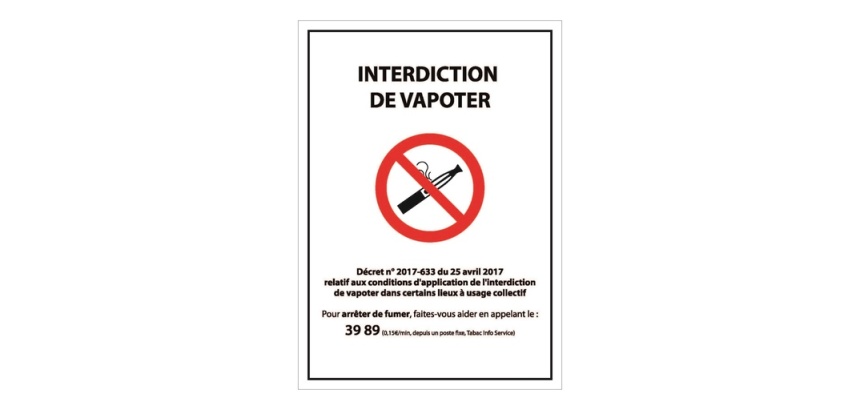 Panneau d'Interdiction "Interdiction de vapoter" plastifié A5