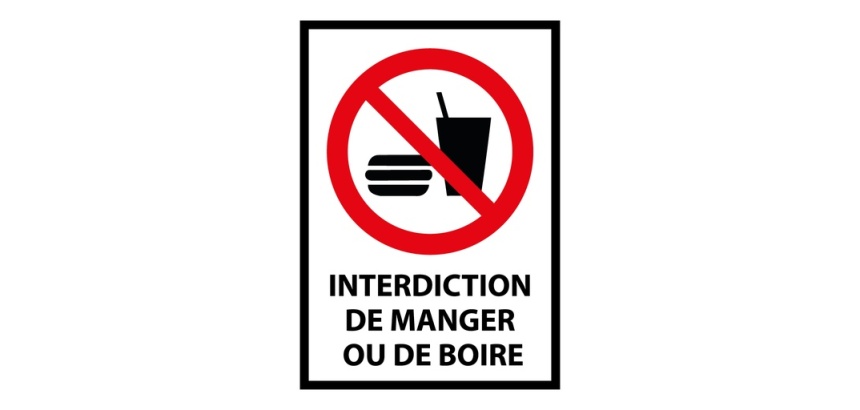 Panneau interdiction - Ne pas manger ou boire - P022 - ISO 7010