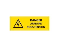 Panneau Danger armoire sous tension en vinyle autocollant