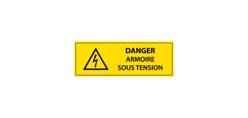 Panneau - Danger armoire sous tension - Vinyle autocollant