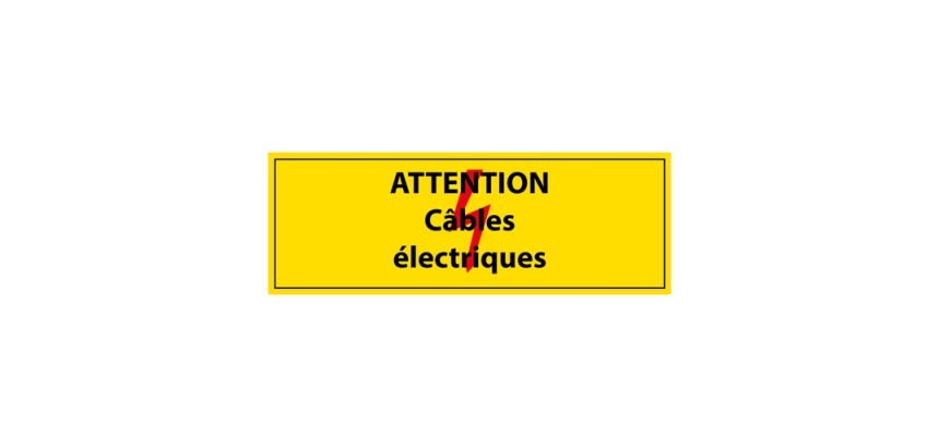 Adhésif - Attention câbles électriques - Vinyle - ISO 7010 297 x 105 mm