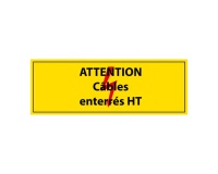 Adhésif - Attention câbles enterrés HT - Vinyle - ISO 7010 297 x 105 mm