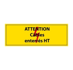 Adhésif - Attention câbles enterrés HT - Vinyle - ISO 7010 297 x 105 mm