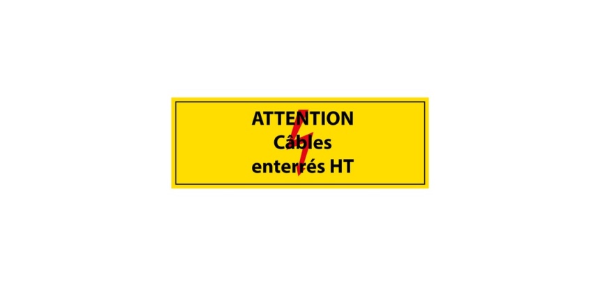 Adhésif - Attention câbles enterrés HT - Vinyle - ISO 7010 297 x 105 mm