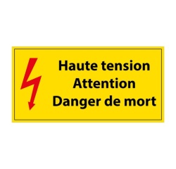 Panneau Danger - Haute tension, Danger de Mort - Vinyle 297 x 105 mm