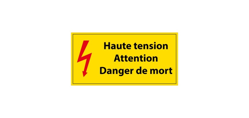 Panneau Danger - Haute tension, Danger de Mort - Vinyle 297 x 105 mm