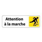 Panneau adhésif - Attention à la marche Trébuchement - ISO 7010 250 x 80 mm Blanc