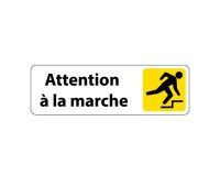 Panneau adhésif - Attention à la marche Trébuchement - ISO 7010 250 x 80 mm Blanc
