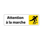 Panneau adhésif - Attention à la marche Trébuchement - ISO 7010 150 x 47 mm Blanc