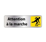 Panneau adhésif - Attention à la marche Trébuchement - ISO 7010 150 x 47 mm Blanc