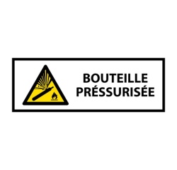 Panneau de sécurité - Danger bouteille pressurisée - Horizontal 297 x 105 mm Vinyle