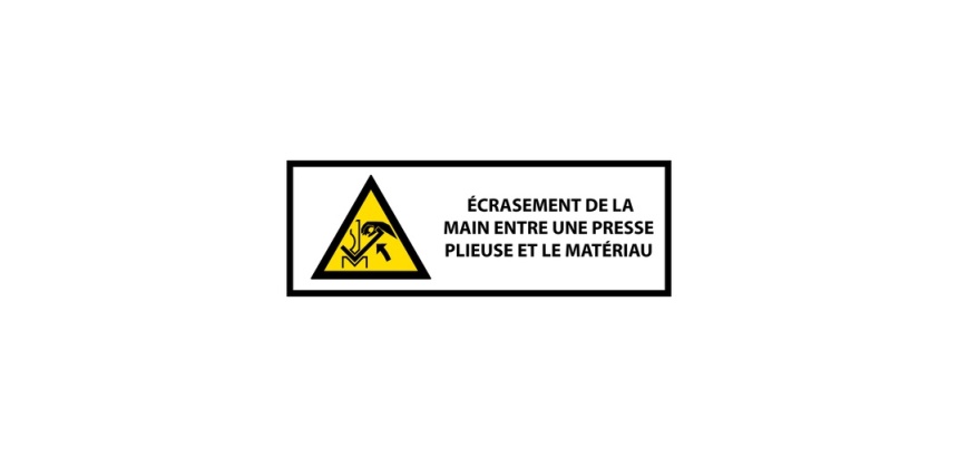 Panneau Danger – Écrasement main presse plieuse – Signalétique