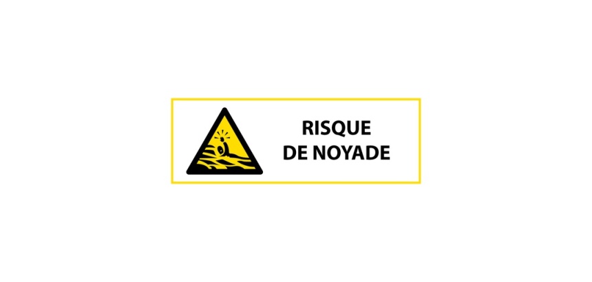 Signalétique de danger - Picto Risque de noyade - W167 - ISO 7010 297 x 105 mm Vinyle Souple Autocollant