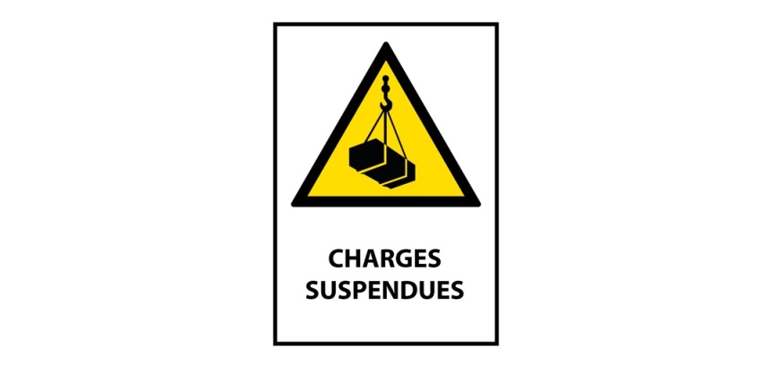 Panneau danger - Charges suspendues - W015 - ISO EN 7010