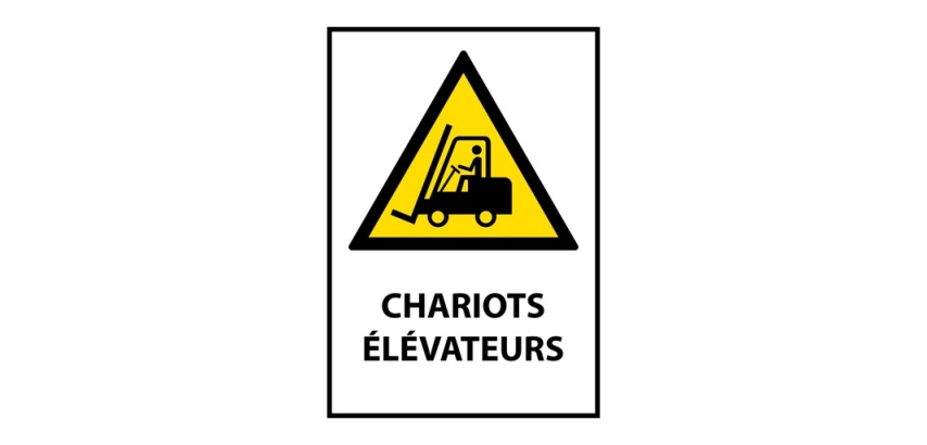 Panneau Danger chariots élévateurs W014 conforme ISO 7010