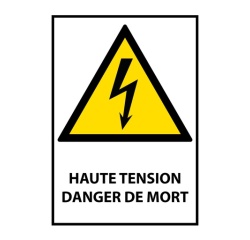 Panneau danger - Haute Tension Danger de Mort - W012 - ISO 7010 Vinyle Souple Autocollant A5