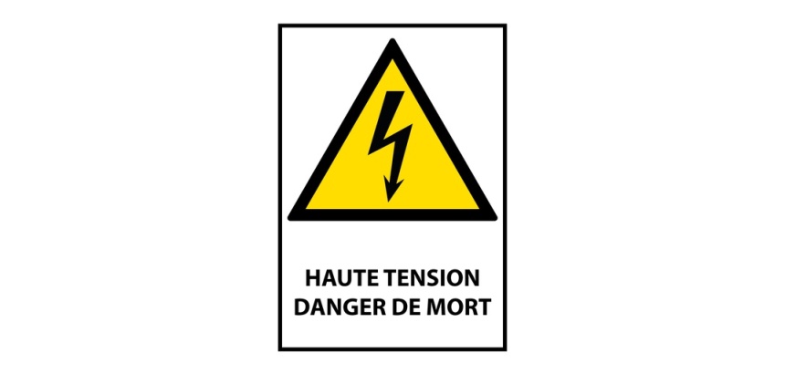 Panneau danger - Haute Tension Danger de Mort - W012 - ISO 7010 Vinyle Souple Autocollant A5