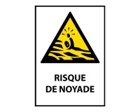 Panneau danger - Risque de Noyade - W167 - Norme ISO EN 7010 PVC 2 mm A3