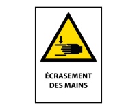 Panneau danger - Écrasement des mains - W024 - Norme ISO 7010 PVC 2 mm A4