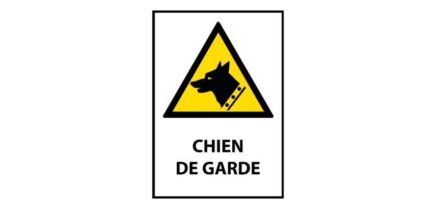 Signalétique W013 – Panneau danger chien de garde – ISO 7010