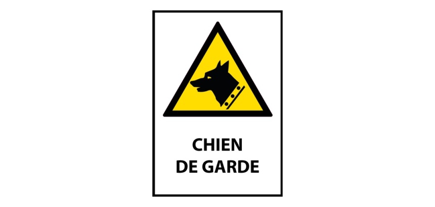 Signalétique W013 – Panneau danger chien de garde – ISO 7010