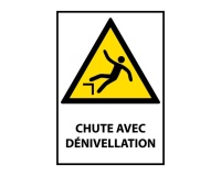 Panneau standardisé - Chute avec dénivellation - W008 - ISO 7010 PVC 2 mm A3