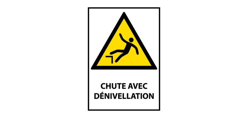 Panneau standardisé - Chute avec dénivellation - W008 - ISO 7010