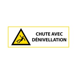 Panneau de danger - Chute avec dénivellation - W008 - ISO 7010 297 x 105 mm Vinyle Souple Autocollant