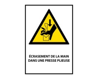 Panneau Danger - Main écrasée presse plieuse - W030 - ISO 7010 PVC 2 mm A5