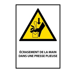 Panneau Danger - Main écrasée presse plieuse - W030 - ISO 7010 Vinyle A5